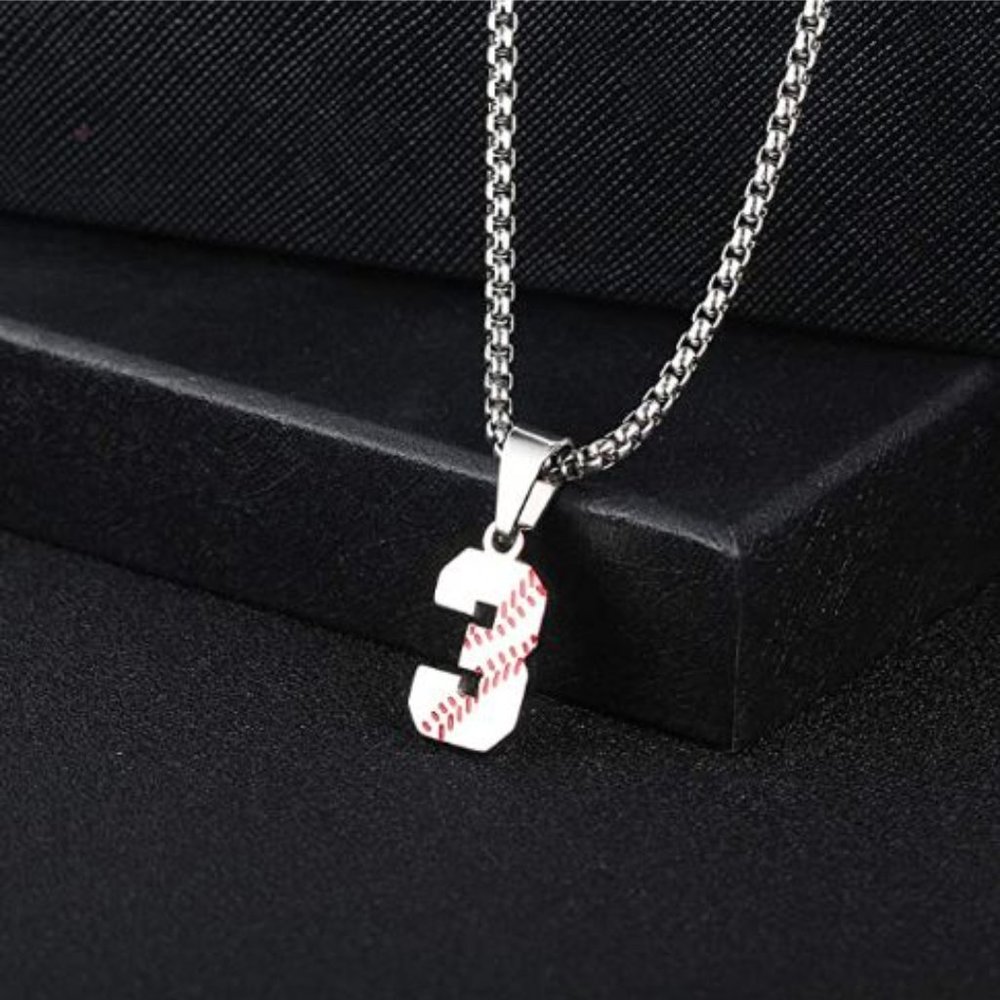 Inspiration Baseball Jersey Number Necklace Stainless Steel Charms Number - Picture 2 of 5